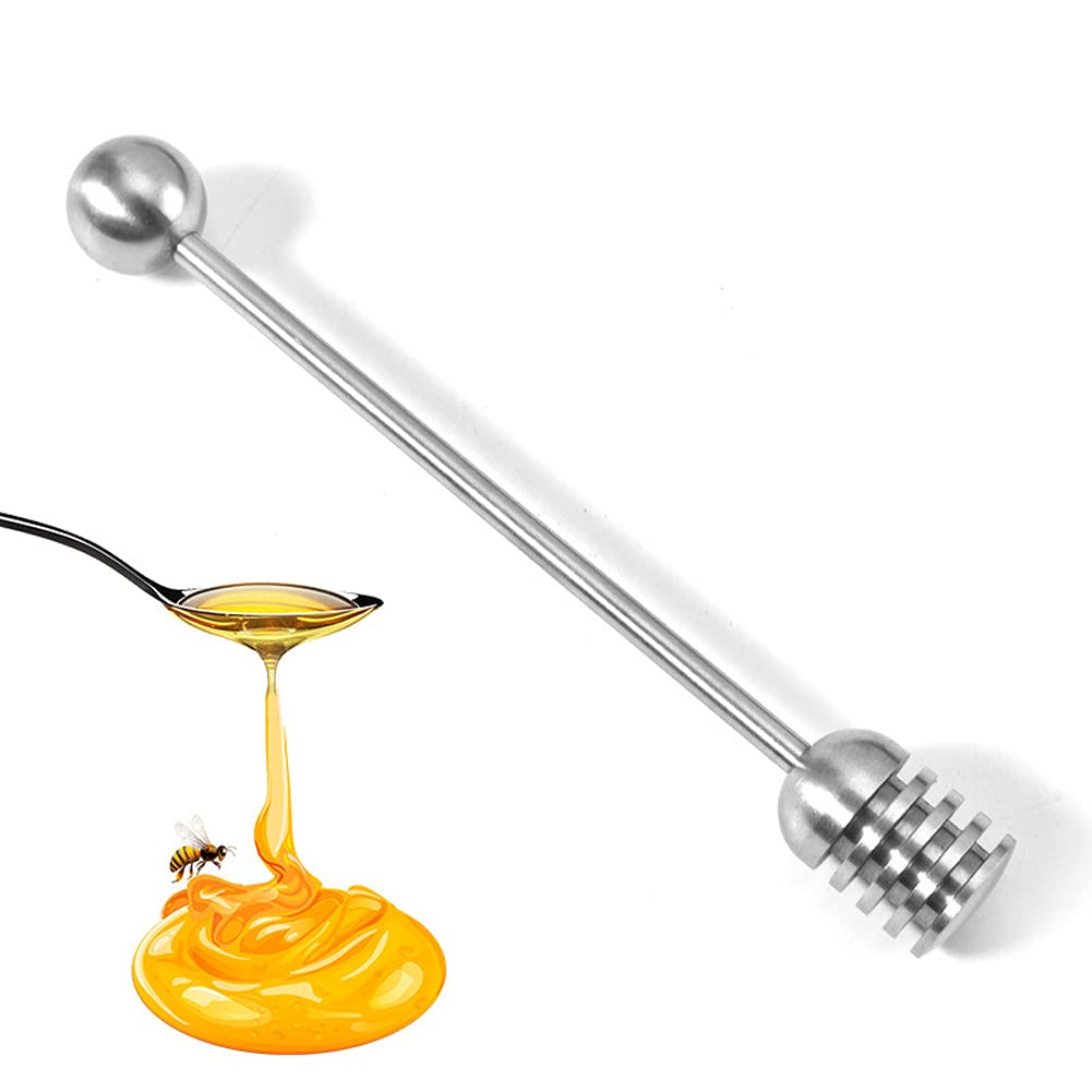 BBAUER 1PC Stainless Steel Honeycomb Stick 6.3inch Honey Dippers Sticks Honey Stirrer Wand Honey Jar Dispense Drizzle Spoon for Molasses, Melted Chocolate Wedding Party Favors