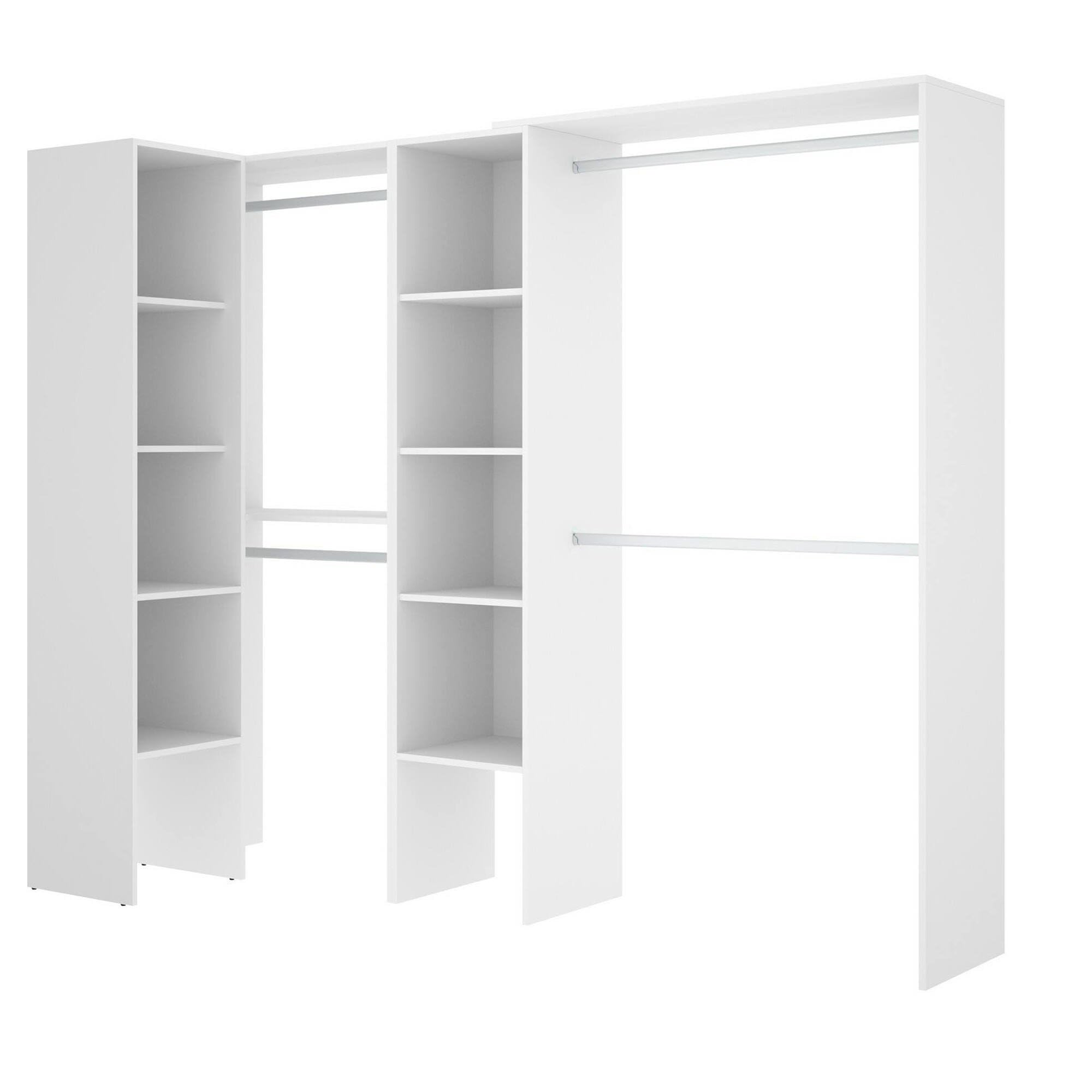 Dmora Guardaroba Grande Quadro 79.4x187h cm Bianco Appendiabiti 9 Ripiani, Armadio Camera da Letto 13 Vani