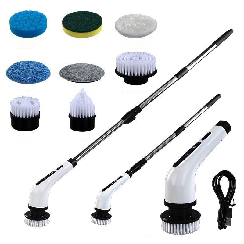 Generic Multi Head Replaceable Horsepower Scrub be Rechargeable Multi Head Electric Cleaning Brush for Home use 2000mAh Battery
