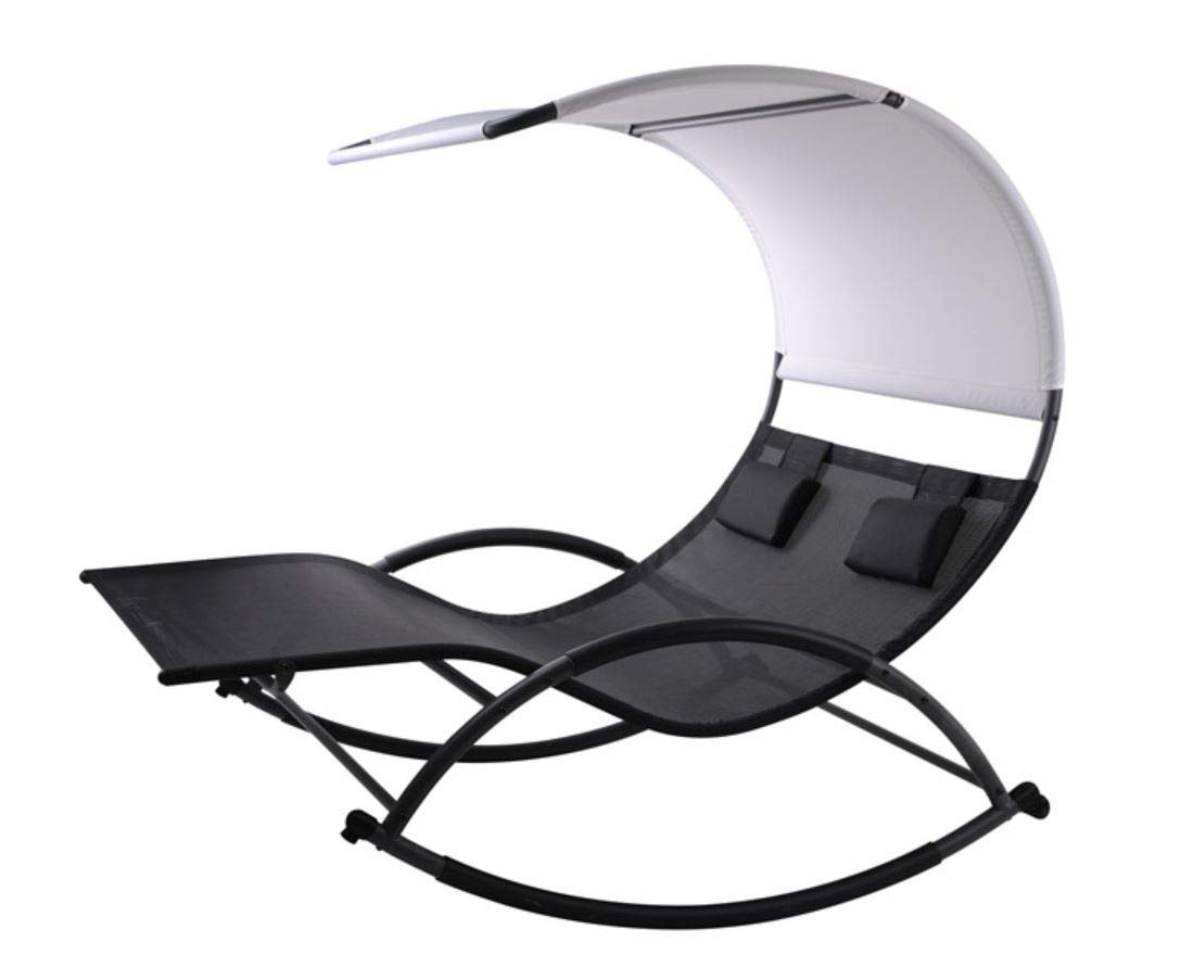 ALEOS. Doppel Schaukelliege Sonnenliege aus atmungsaktivem Kunststoffgewebe mit Kopfpolster und Dach ergonomisch geschwungen Modell: IOS