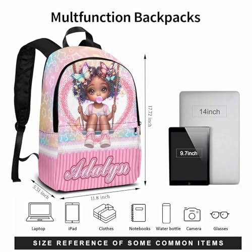 Image of Back to School Gifts Custom Backpack for Girls Personalized Toddler Backpack with Cartoon Girl Pink Customized Backpacks Set Kindergarten Elementary Preschool Bookbag Girls Travel Picnic