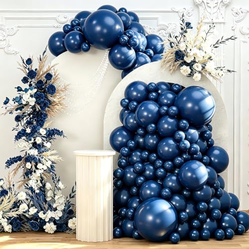 Image of 108Pcs Double Stuffed Navy Blue Balloon Garland Arch Kit