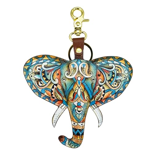 Image of Anuschka Women's Leather Key Charm - Hand-Painted Genuine Leather Charm with Keyring for Easy Attachment - K00