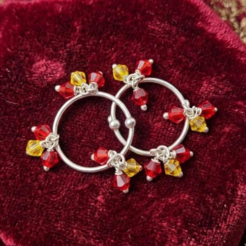 Image of Parasmoni Jewellers Silver Laddu Gopal Payal | Red Bead Anklet for God Idol | Religious Jewellery