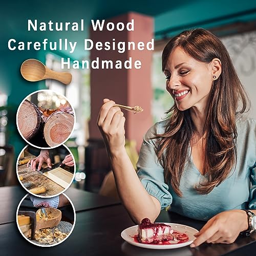 Image of 6pcs Small Wooden Spoons, 3.2inch Small Wooden Spoons for Honey, Yellowish Mini Wood Teaspoons for Tiny Eating Ice Cream Jars Spice Condiments Tea Bath Salt Coffee Sugar Jam Mustard Seasoning