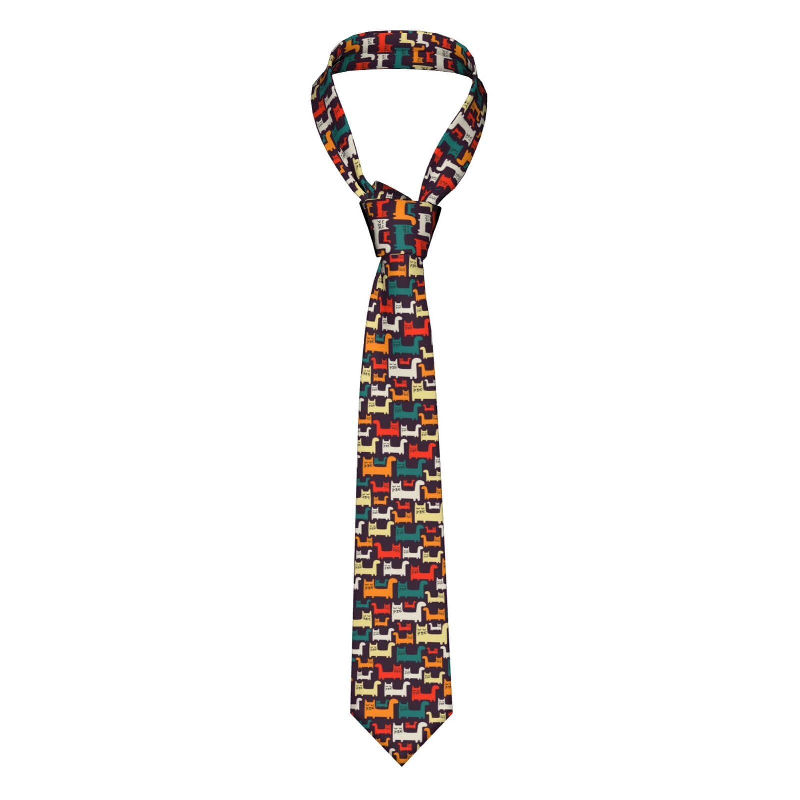 Hahafu Men's Black Cat Ties Classic Silk Neckties,Formal Printed Neckties For Party Work Business Wedding