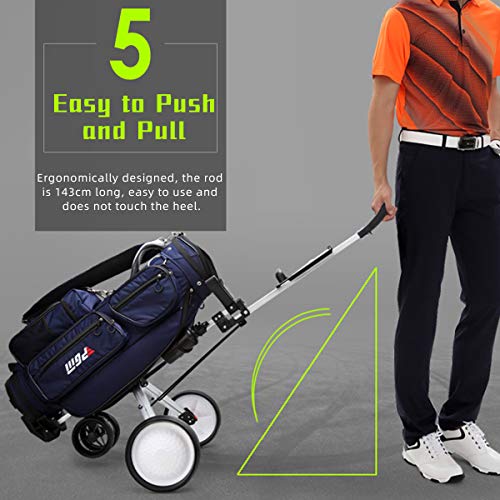 Jaffick Golf Pull Cart Wheel Folding Push Cart Trolley for Golf Club Bag - Thumbnail 3