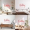 Vinyl Wall Stickers Happy Birthday Beautiful Greeting with Calligraphy Text 50.4x78.3cm Tattoo Culture Red #1