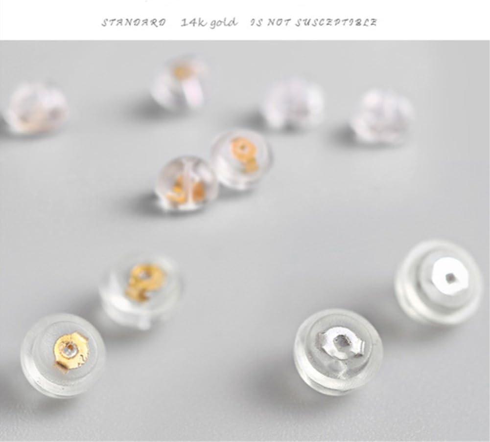 NONNYL 14K Gold Handpicked AAA+ Quality Freshwater Cultured White Pearl Stud Earrings for Women