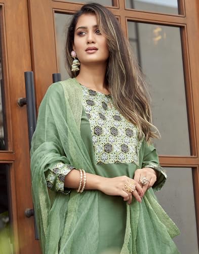 Image of SIRIL Women's Rayon Viscose Printed Straight Kurta Pant with Dupatta Set