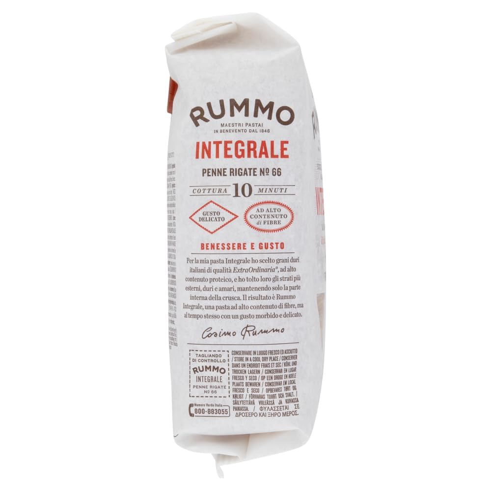Italian Gourmet Penne Rigate N°66 Pasta integrale 24 x 500g Vollkorn Nudeln | Aus Hartweizengrieß, trafilata al bronzo, ballaststoffreich, ideal für, Gesamtnettogewicht 12 kg + Kostenlos Polpa 400g
