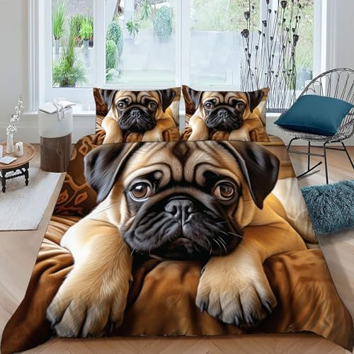 Ensemble housse de couette 3 pièces motif chien double - 3