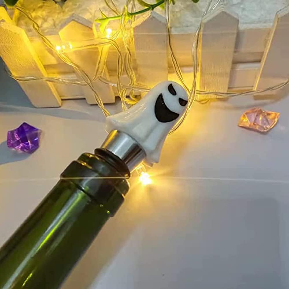Halloween Wine Bottle Stopper Ghost Pumpkin Black Cat Wine Corks Wine Accessories for Halloween Party Home Bar Wine Decoration image 4