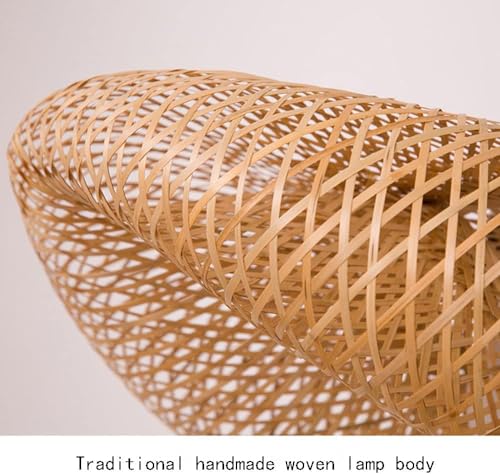 Lámpara colgante de bambú de 50 cm para comedor, tejida a mano con estilo rural natural 6