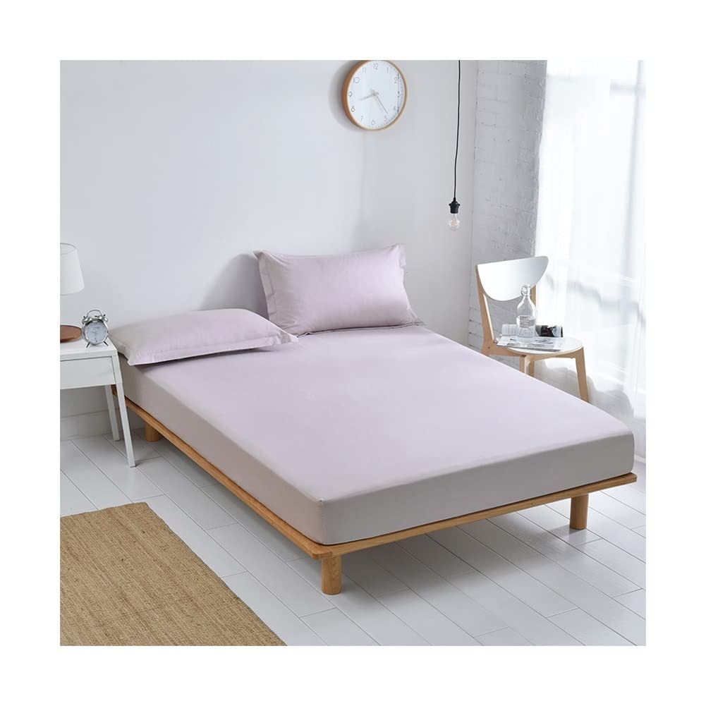 Premium Spannbettlaken 150x200cm Boxspringbett Wasserbett Spannbetttuch 100% Baumwolle Bettlaken Fitted Sheet King Queen Weich bequem und atmungsaktiv ( Color : Gray purple , Size : 150x200+30cm )