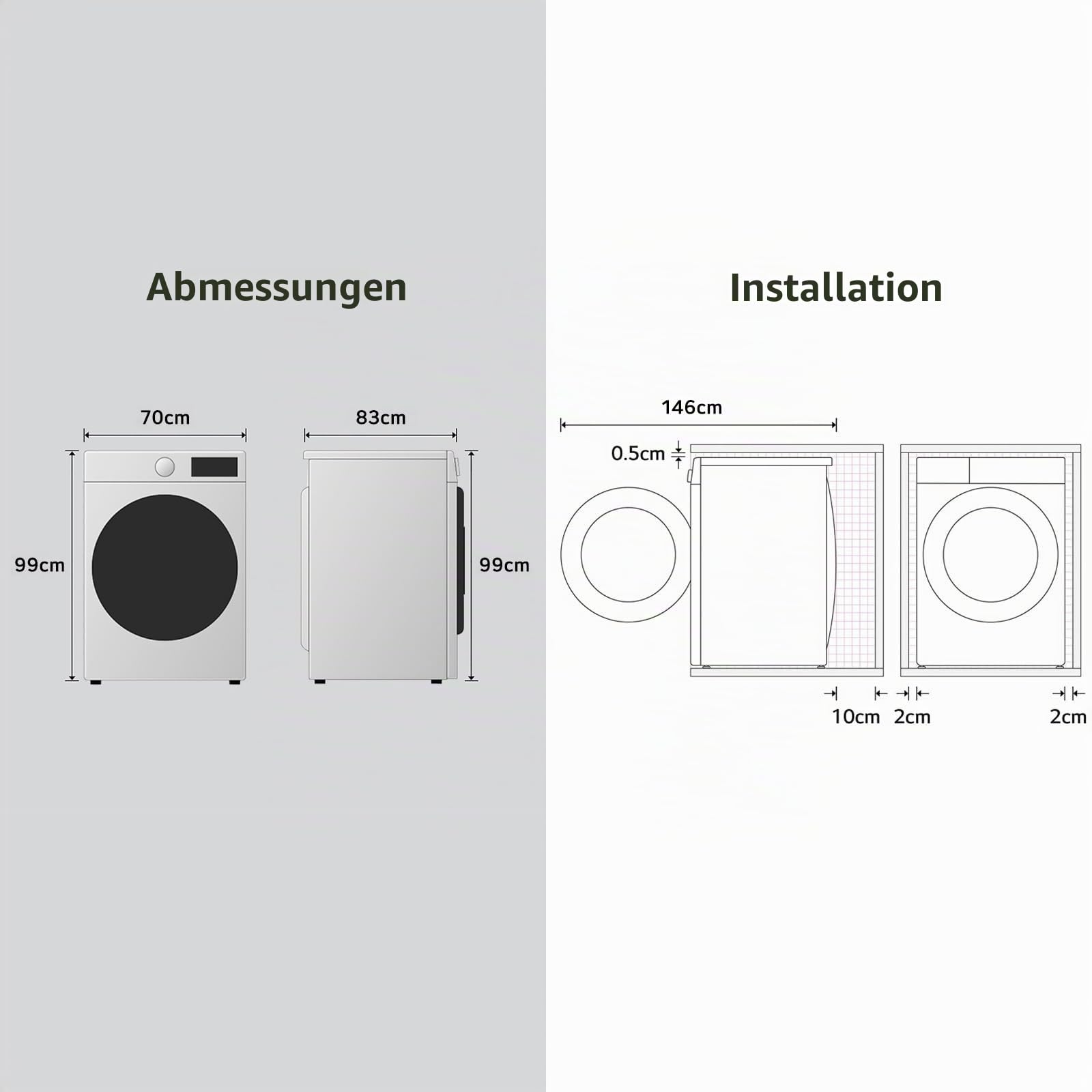 LG AI DD F0P3020TSWC Waschmaschine 20 kg, Frontlader, Kapazität XL Serie P3, Klasse B, 1000 Umdrehungen, TurboWash 360, Dampf, WLAN, Inverter Direct Drive, Freistehend, Weiß