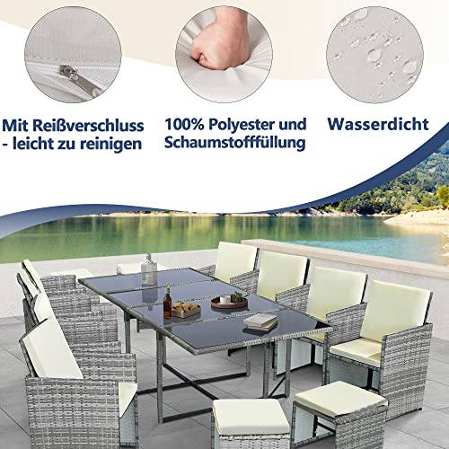 Ribelli Gartenmöbel Set 13-Teilig, Balkonmöbel aus Polyrattan, Wetterfest Sitzgruppe, Sitzgarnitur mit Sofa, Esstisch… – Bild 6