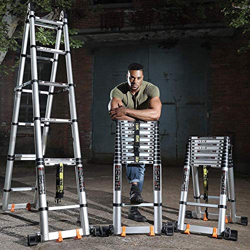 Ataay Telesportable Collapsible Ladders,Stairs Telescoping Extension,Multi-Purpose Aluminum Heavy Duty Folding Telescopic/5.1M+5.1M(17Ft+17Ft) #TOP3