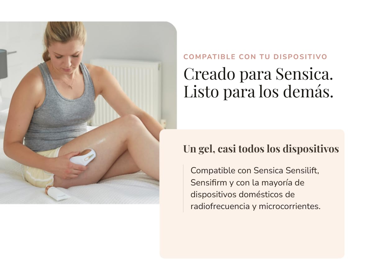 Sensica Base Gel para dispositivos RF y microcorriente – Gel de radiofrecuencia con 75% de glicerina para aparatos de lifting facial, reafirmantes y body sculpting | Rostro, cuello y cuerpo | 100 ml