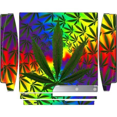 Weed Leaves Playstation 3 & PS3 Slim Vinyl Decal Sticker Skin by Demon Decal