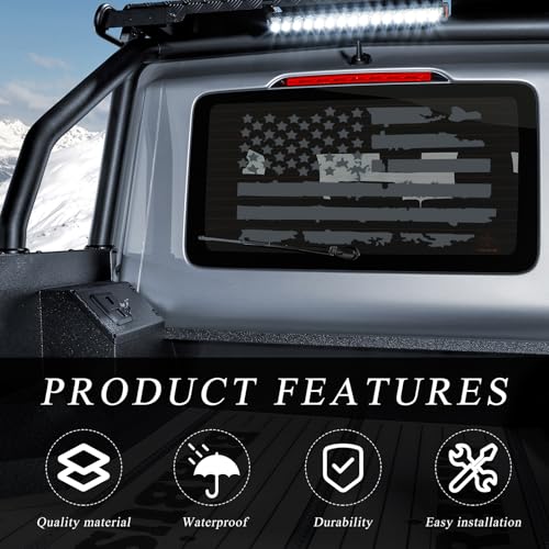 Image of Wevdn Distressed American Flag Sticker, 11.8 inch x 23.6 inch Waterproof Patriotic Old Glory Military Grunge Sticker, Universal Car Door Wall Window Windshield Decoration Sticker (Gray)
