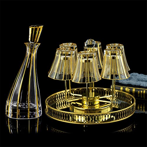 Set de 6 copas de whisky de cristal con detalle dorado miniatura 3