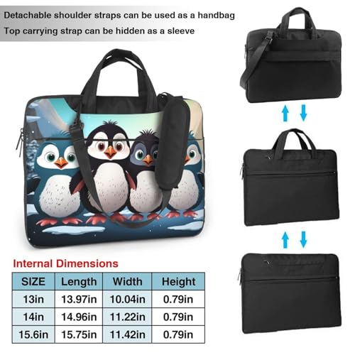 Sac ordinateur étanche Five Cute Penguins avec poignée et sangle