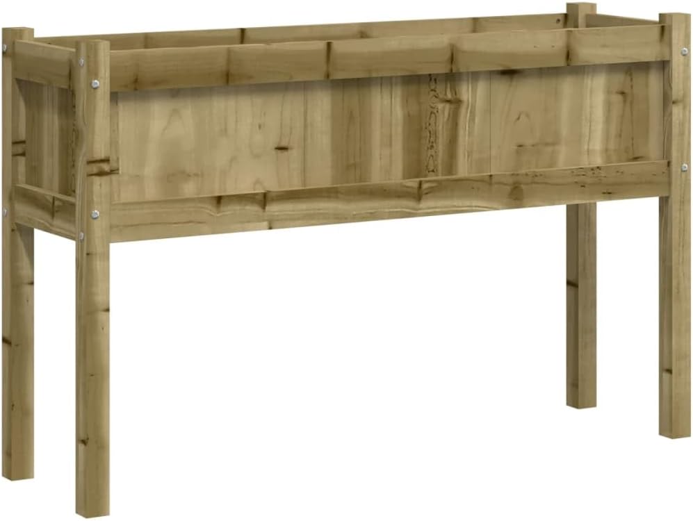 Garden Planter Brown Vacuum Pressure Impregnated Pinewood, 43.3" Wide Rectangular Outdoor Raised Garden Bed for Patio, Deck, Balcony
