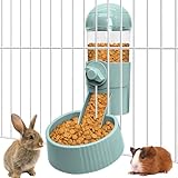 Tfwadmx Rabbit Hanging Auto Food Dispenser Pet Cage Suspended Food Bowl Chinchilla Gravity Detachable Feeder for Puppy Kitten Bunny Ferrets Guinea Pig (Blue)