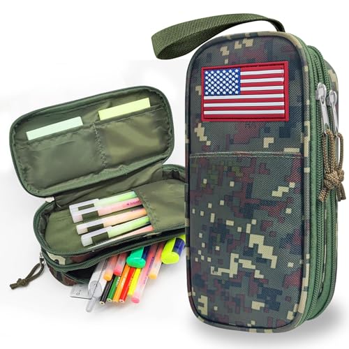 Image of Tactica Pencil Case for Boys,Large Boys Pencil Pouch with Zipper Compartments, Big Capacity Pen Box Pen Bag Organizer for School College Office Kids Teen Boy Men Adult