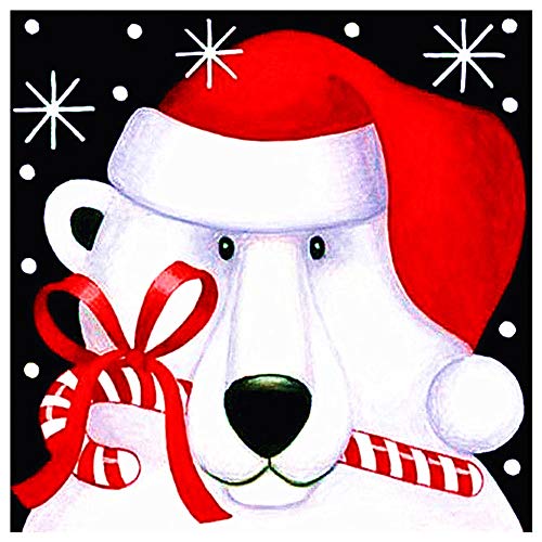 T-YIFUZX 5D DIY- Oso Animal de Navidad Kits de Pintura de Diamantes Taladro Completo Cristal Diamantes de imitación Imagen Artesanía para el hogar Decoración de Pared Regalo 40x40cm
