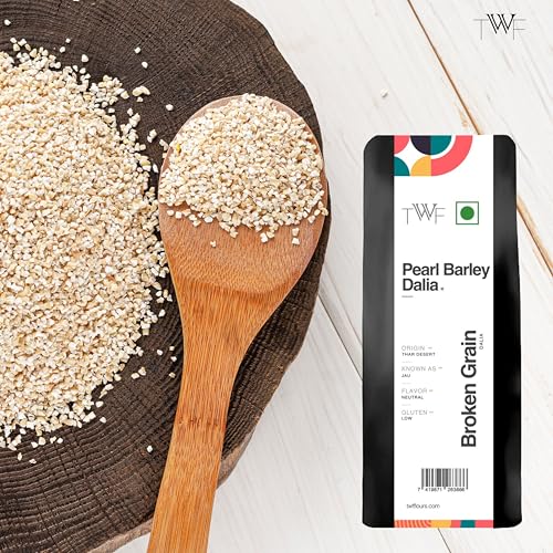 Image of TWF Pearl Barley Dalia | 1kg | 100% Natural Broken Jau | Cooks in just 15 minutes | Sourced from Punjab | High-Fiber Flour for Baking, Smoothies & Healthy Recipes