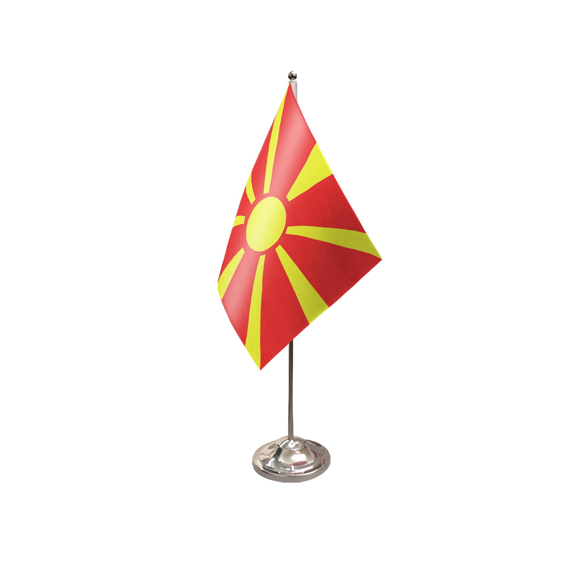Flagtex Macedonia New Satin Table Flag With Chrome Pole & Base — image 1