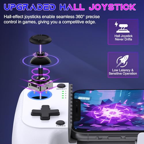 Mobile Game Controllers for iPhone/Android, Hall Effect Phone Controllers Support Phone Case,Game Controllers for Xbox,for PlayStation,Cloud/Steam Gaming