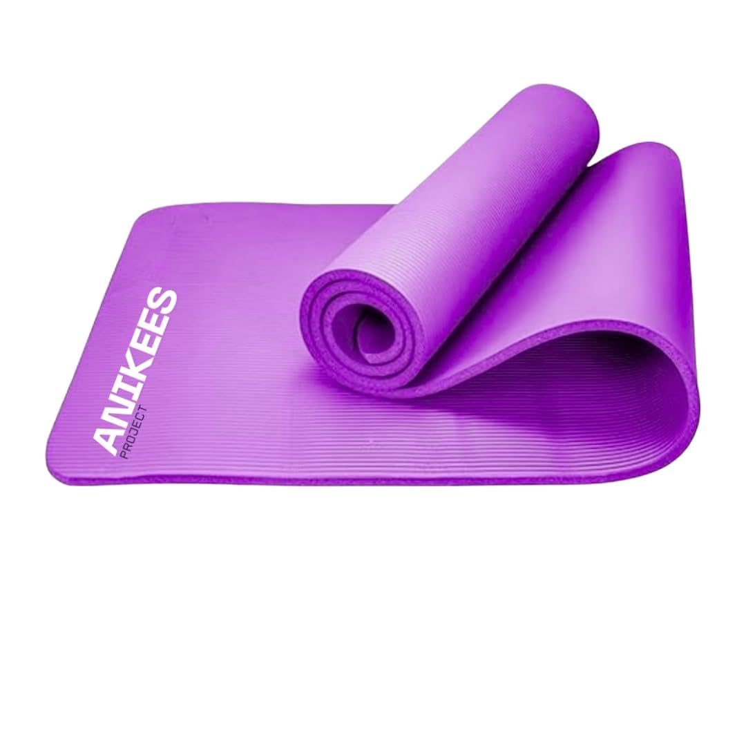 ANIKEES Extra Thick Yoga Mat, 183 x 60 cm, Multi-Purpose, NBR Foam Exercise mat, For Yoga, Pilates stre,tching, resistance work outs (Purple)