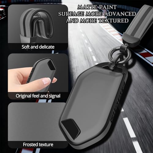 Image of for Kia Key Fob Cover Accessories,Matte TPU Material, with a Cute Leather Keychain,for Telluride,Carnival,K5 gt line，K5，Forte，K4，Sorento, Sportage and Other Models. (Matte Gray, Model-1)