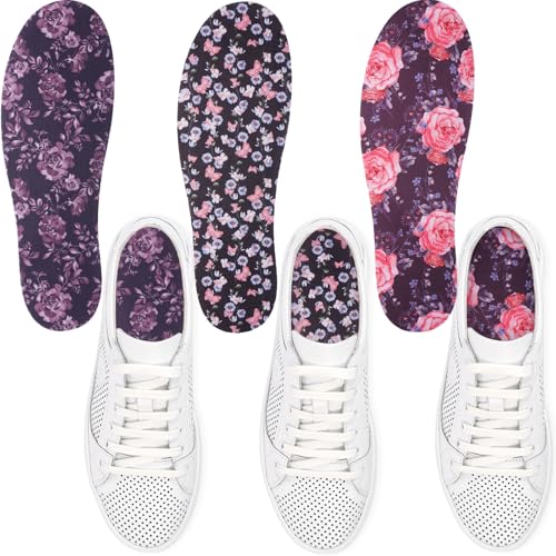 Image of 3 Pairs No Show Socks Sockless Shoe Liner Washable Barefoot Shoe Insoles No Slipping Inserts (Charming Style)