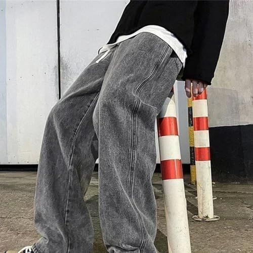 Men's Streetwear Jeans Loose Wide Leg Denim Pants Casual Oversized Straight Fashionable Classic Trousers2