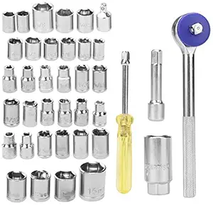 DRONA Vintage 40Pc Screw Driver/Wrench Set Automobile Motorcycle Tool Box Set Socket Wrench Auto Car Repair Tools Socket Home Tool kit Set (Wrench Tool kit) For Car and Bike Automobile socket set