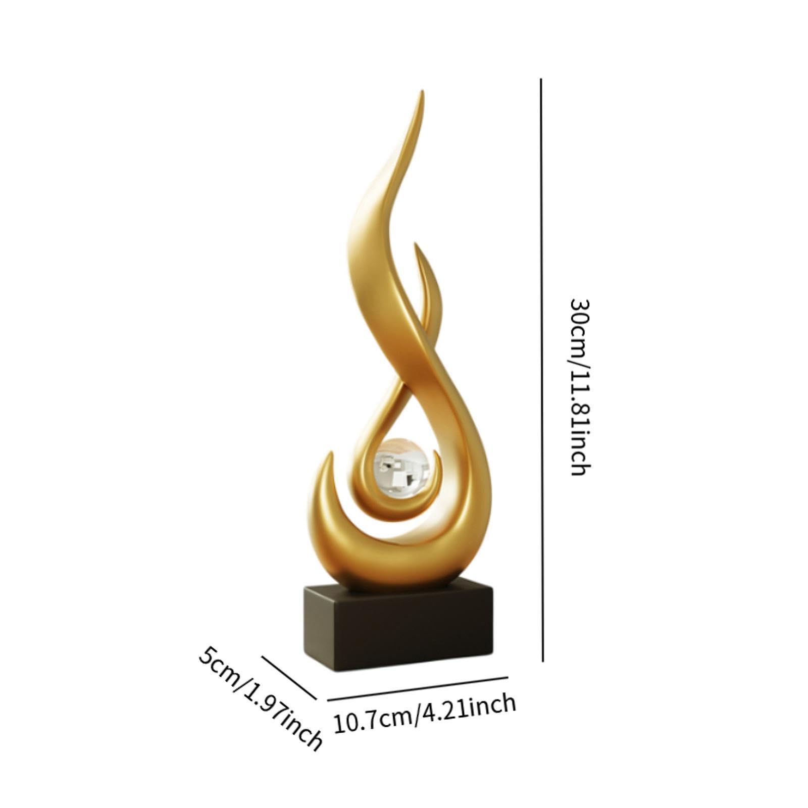 Estatua de Fuego de Resina, Adorno de Mesa, Arte Moderno para Salas de Estar, Oro, Individual