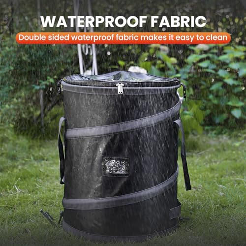 Image of Pop-Up Trash Bin with Removable Divider, 2 Pack, Heavy Duty Bottom, Collapsible Storage for Camping, Laundry, Storage and Garden, Waterproof and Tear Resistance Material with Air Vent