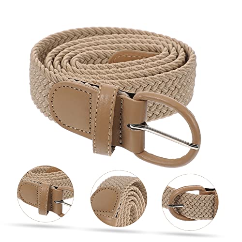 BESPORTBLE Elastic Braided Waist Belt for Dresses Unisex Stretch Woven Fabric Band Comfortable Decorative Accessory for Party and Daily Wear Beige3