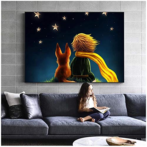 Tableau Decoration Murale Le Petit Prince affiche de film toile peinture affiche et impressions enfants chambre mur Art Cuadros pour la décoration de la maison 23.6x31.5in (60x80cm) x1pcs sans cadre Cover