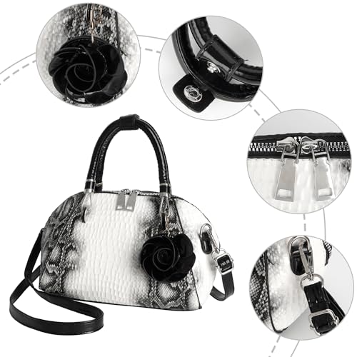 U Scinan Patent Leather Top Handle Tote Bag Mini Zip Around Dome Shoulder Bag Shell Shape Cross Body Handbag Purse Satchel4