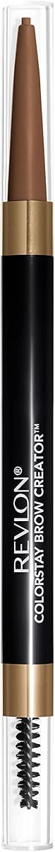 Revlon ColorStay Brow Creator, 605 Marrón suave, 0.003 oz | Lápiz de cejas resistente al agua y polvo para cejas 2 en 1 para cejas con forma perfecta y color que dura hasta 16 horas.
