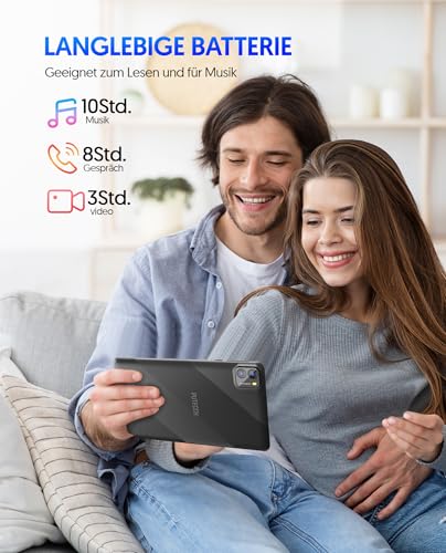 BAKEN 7 Zoll Tablet, Android 14 Tablet with 8GB RAM+64GB ROM 1 TB Erweiterung, Qcta Core Prozessor Tablet PC, 600 x 1024 IPS HD Bildschirm, 3500mAh Akku, Dual Kamera, WiFi (Schwarz)