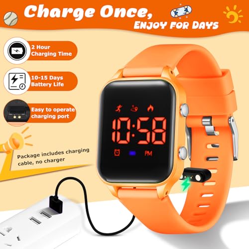 Kids Digital Watches for Boys Girls, Sports Watch with Fitness Tracker, Pedometer, Alarm Clocks, Stopwatch, No App Needed Waterproof Kids Watch, Gift for Teens Student Girls Boys Ages 5-144