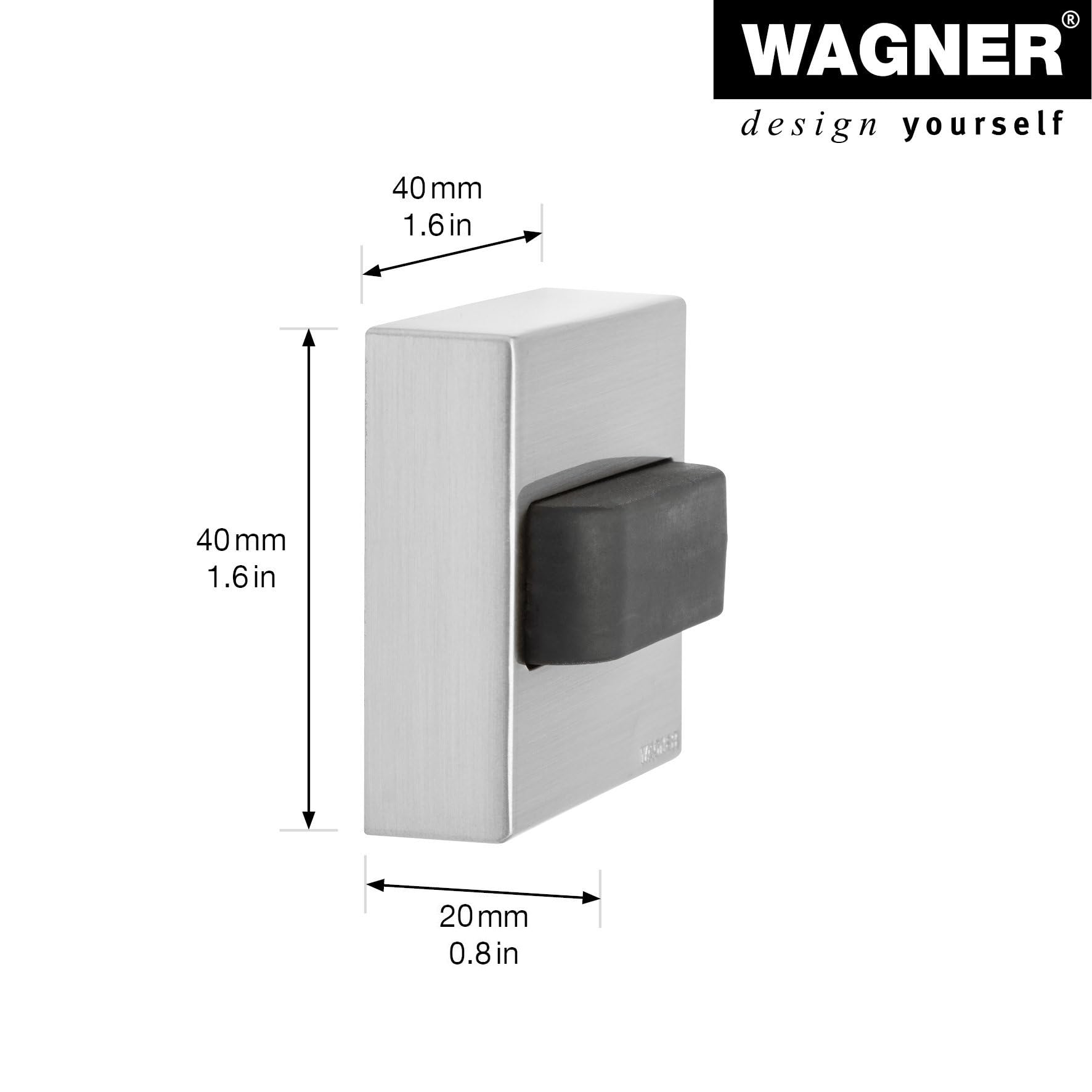 WAGNER Türstopper SCREW OR GLUE - 40mm Edelstahloptik, Zum Schrauben Oder Kleben