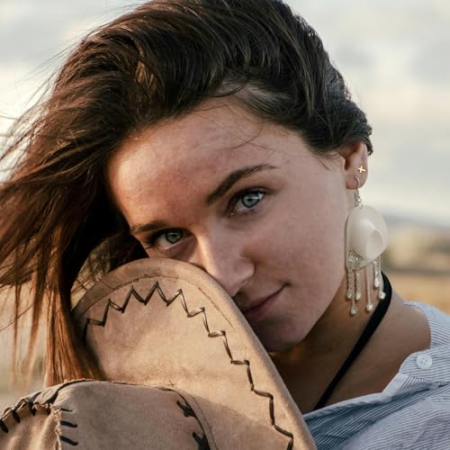 RechicGu 3 Pairs Western Cowgirl Cowboy Hat Earrings Set Silver Symmetric Boots Sparkly Rhinestone Tassels Drop Dangle Rural Culture Earrings Set For Women4