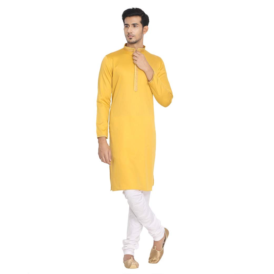 manyavar Men's Traditional Solid Kurta and Churidar Set (2pcs)-picture-45